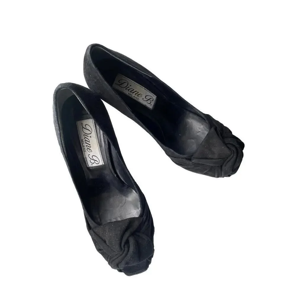 Diane B Milano Womens Shoes 36.5/6.5 Black Suede Stiletto Classic Pumps Heels